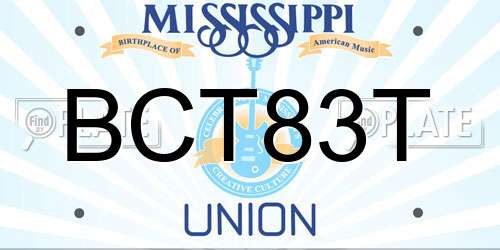 BCT83T Mississippi License Plate