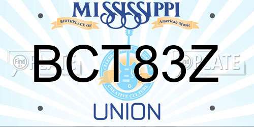 BCT83Z Mississippi License Plate
