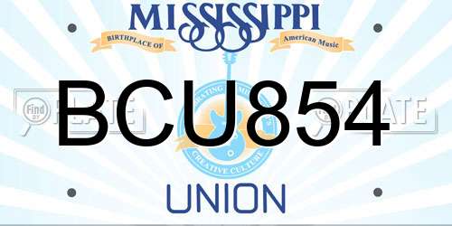 BCU854 Mississippi License Plate
