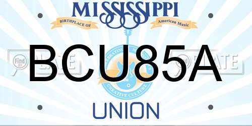 BCU85A Mississippi License Plate