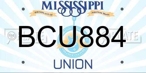 BCU884 Mississippi License Plate
