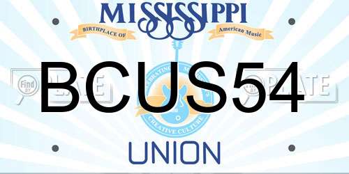 BCUS54 Mississippi License Plate