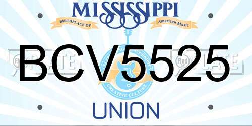 BCV5525 Mississippi License Plate