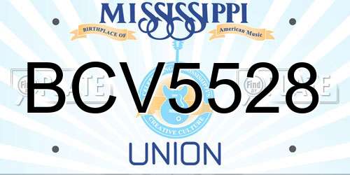 BCV5528 Mississippi License Plate