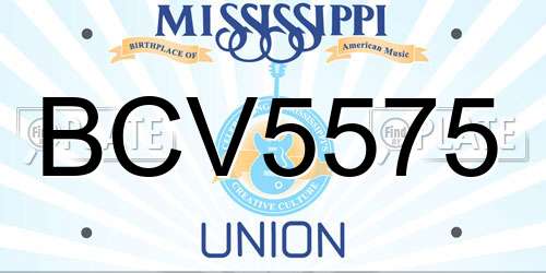 BCV5575 Mississippi License Plate
