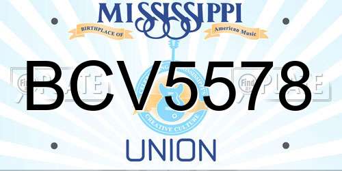 BCV5578 Mississippi License Plate