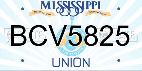 BCV5825 Mississippi License Plate