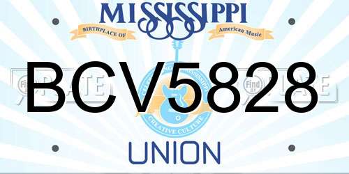 BCV5828 Mississippi License Plate