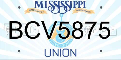 BCV5875 Mississippi License Plate