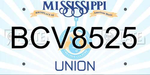 BCV8525 Mississippi License Plate