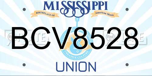 BCV8528 Mississippi License Plate