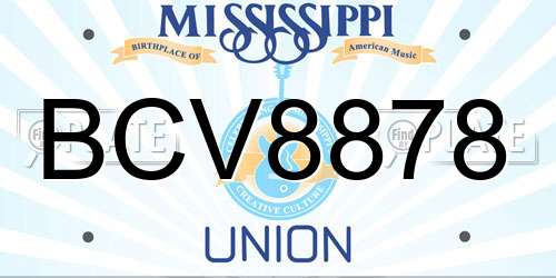 BCV8878 Mississippi License Plate