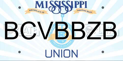BCVBBZB Mississippi License Plate