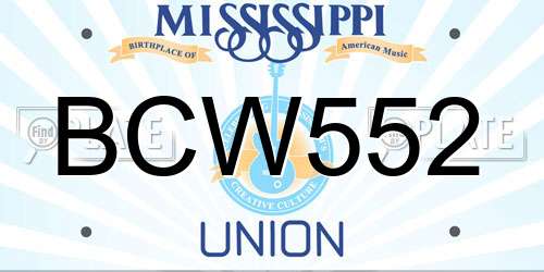 BCW552 Mississippi License Plate