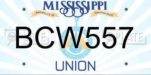 BCW557 Mississippi License Plate