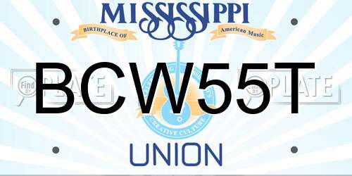 BCW55T Mississippi License Plate