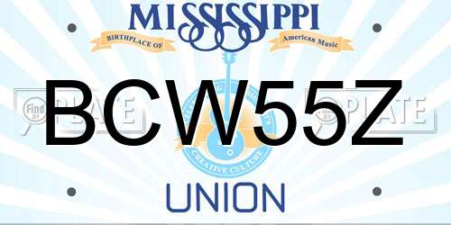 BCW55Z Mississippi License Plate