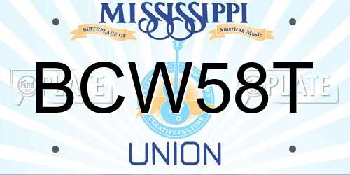 BCW58T Mississippi License Plate