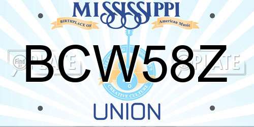 BCW58Z Mississippi License Plate