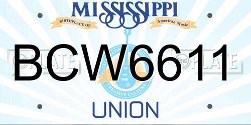 BCW6611 Mississippi License Plate