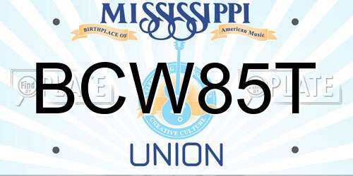 BCW85T Mississippi License Plate