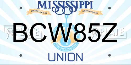 BCW85Z Mississippi License Plate