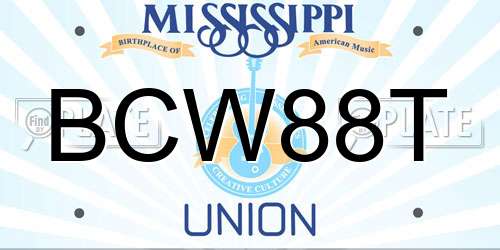 BCW88T Mississippi License Plate