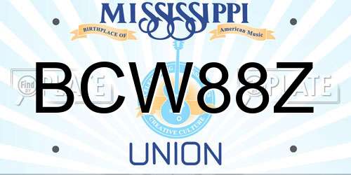 BCW88Z Mississippi License Plate