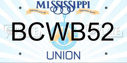BCWB52 Mississippi License Plate
