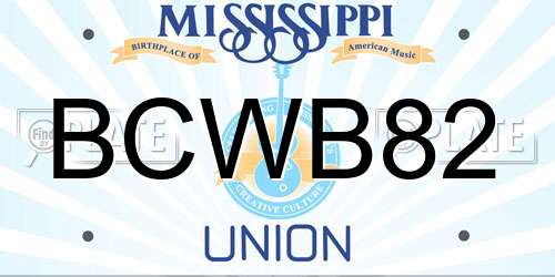 BCWB82 Mississippi License Plate