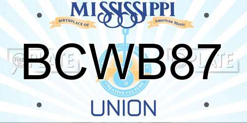 BCWB87 Mississippi License Plate