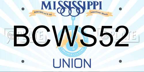 BCWS52 Mississippi License Plate