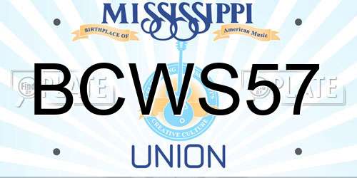 BCWS57 Mississippi License Plate