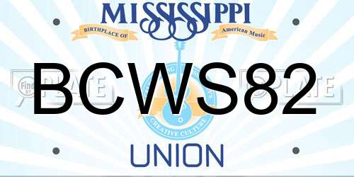BCWS82 Mississippi License Plate