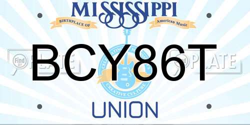 BCY86T Mississippi License Plate