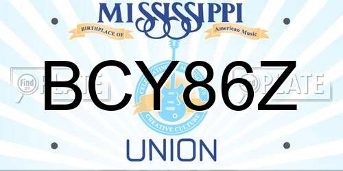 BCY86Z Mississippi License Plate