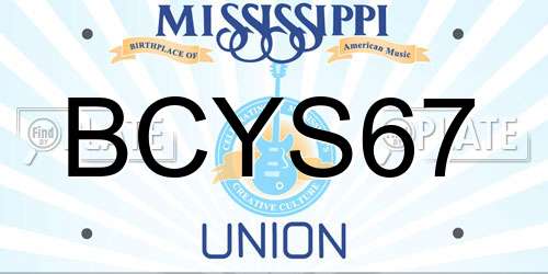 BCYS67 Mississippi License Plate
