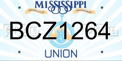 BCZ1264 Mississippi License Plate