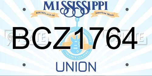 BCZ1764 Mississippi License Plate