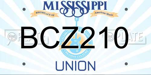 BCZ210 Mississippi License Plate