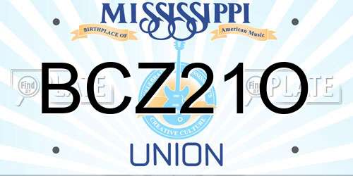 BCZ21O Mississippi License Plate