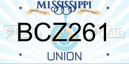 BCZ261 Mississippi License Plate