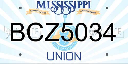 BCZ5034 Mississippi License Plate