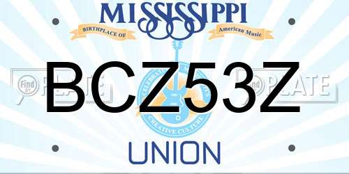 BCZ53Z Mississippi License Plate