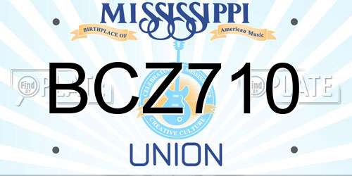 BCZ710 Mississippi License Plate