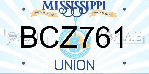 BCZ761 Mississippi License Plate