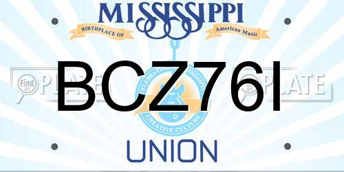 BCZ76I Mississippi License Plate