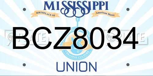 BCZ8034 Mississippi License Plate