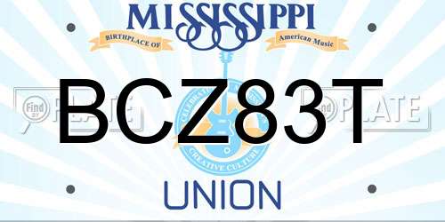 BCZ83T Mississippi License Plate