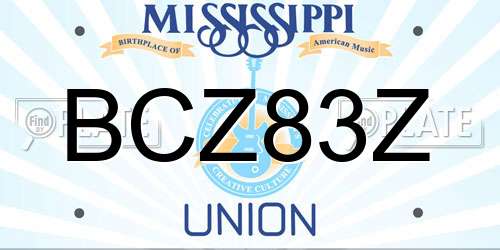 BCZ83Z Mississippi License Plate